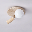 Helnys Rotatable LED Ceiling Lamp White Glass Yellow Travertine Wood Modern Nordic Lighting