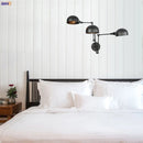 Helnys Antique Edison Wall Sconce Swing Arm Wall Light - Black, 3 Heads