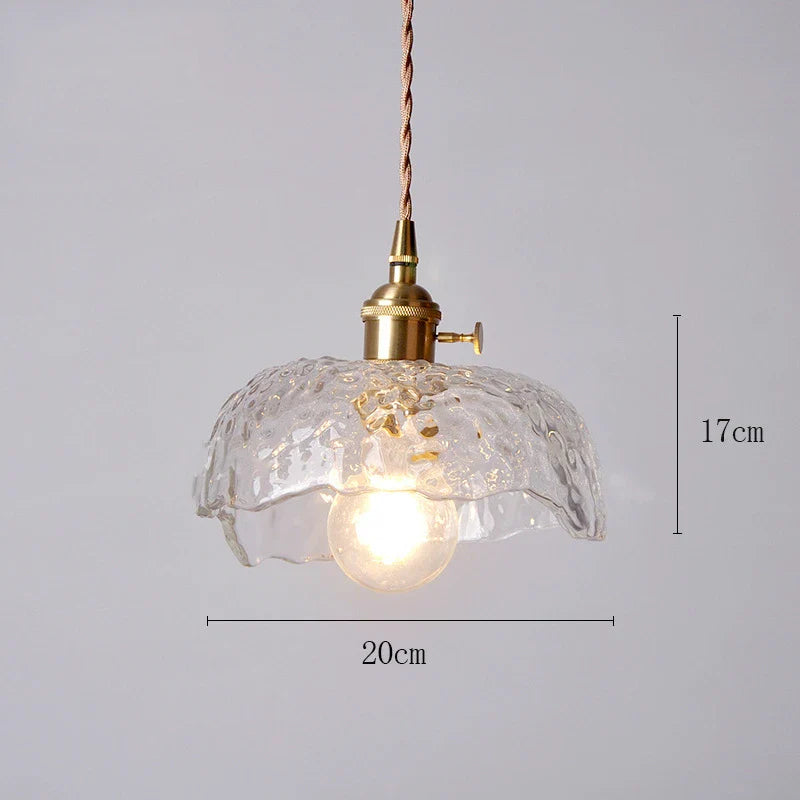 Helnys Amber Glass LED Pendant Lights - Modern Nordic Copper Hanging Lamp