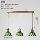 Helnys Nordic Green Glass Copper Switch Pendant Light for Modern Home Lighting