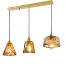 Helnys Vintage Wood Copper Pendant Lights Amber Glass Japanese Style LED