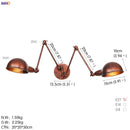 Helnys Antique Edison Wall Sconce Swing Arm Wall Light - Black, 3 Heads