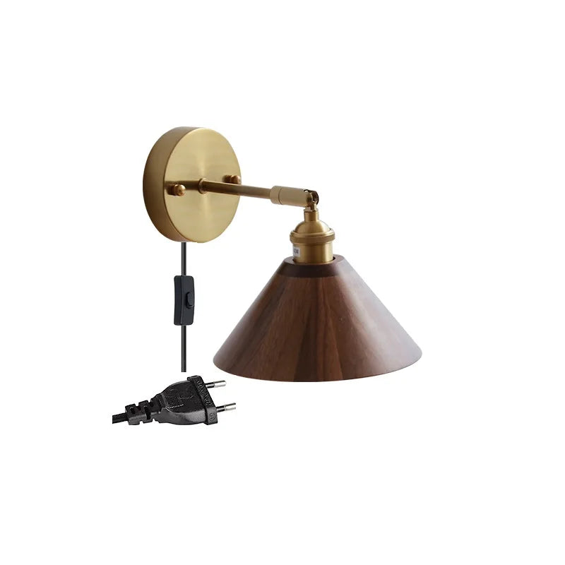 Helnys Walnut LED Wall Light: Adjustable Up Down Lamp for Bedroom Stair Nordic Design