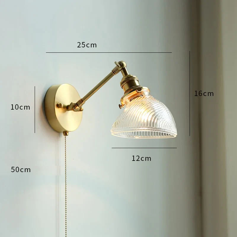 Helnys Glass LED Mirror Light Pull Chain Switch Wall Sconce_Luminaria