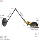 Helnys Antique Black Wall Lamp Vintage Industrial Sconce LED Applique Murale