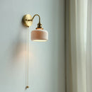 Helnys Ceramic Copper Arm Wall Lamp with Pull Chain Switch - Nordic Modern Style