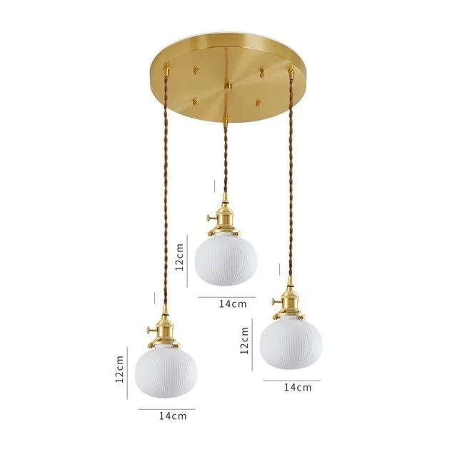 Helnys Ceramic LED Pendant Light - Modern Copper Hanging Lamp