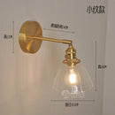 Helnys Nordic Brass Wall Lamp Bedside Sconce Glass LED Light