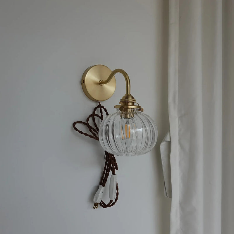 Helnys Blue Glass Ball Wall Lights with Pull Chain Switch, Nordic Modern LED Wall Sconce for Home
