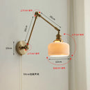 Helnys Copper Long Arm Wall Sconce Pull Chain Switch Bedroom Stair Light