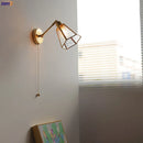 Helnys Green Glass LED Wall Lights with Pull Chain Switch