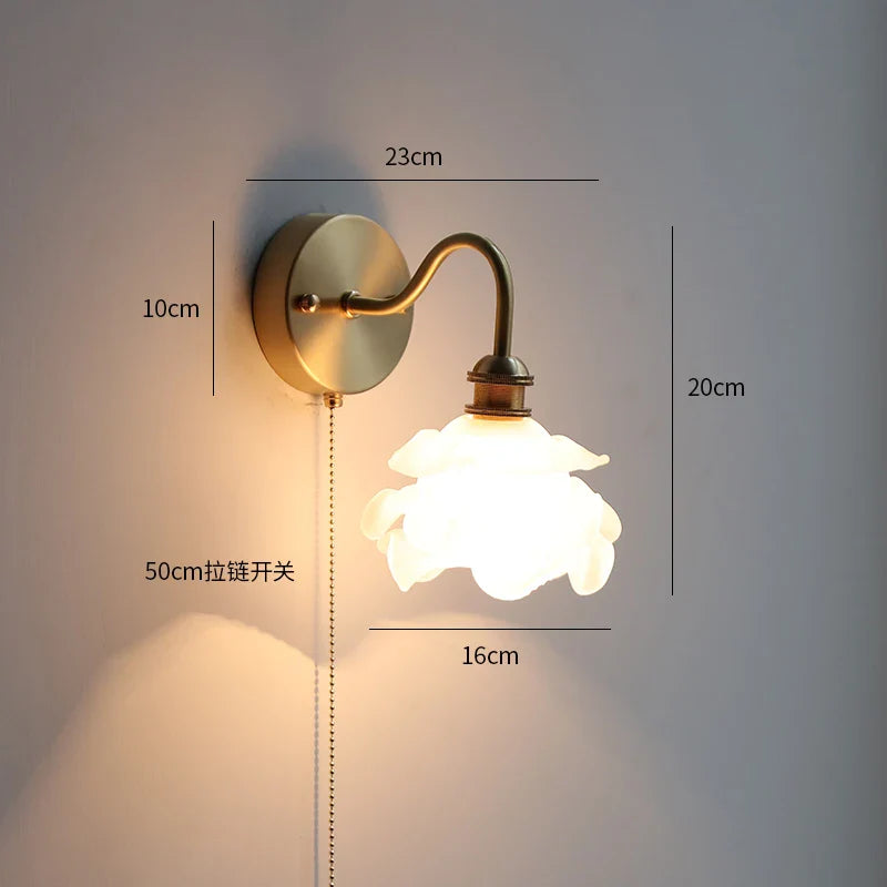 Helnys Glass LED Mirror Light Pull Chain Switch Wall Sconce_Luminaria
