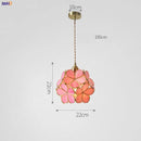 Helnys Nordic Flower Copper Glass Pendant Light Fixture with LED for Bedroom Dining Living Room