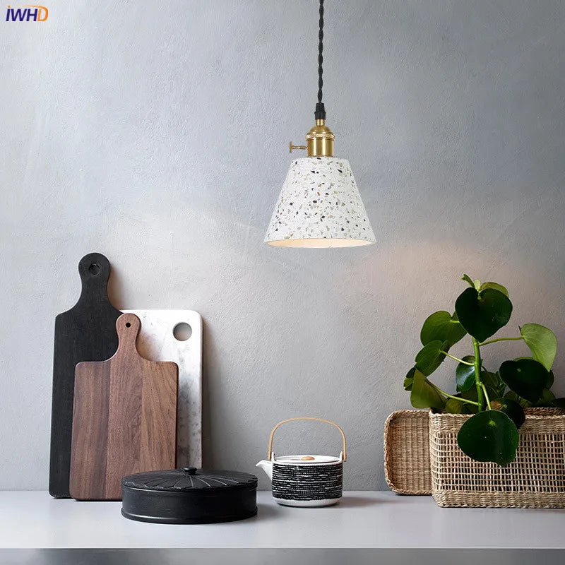 Helnys Nordic White Cement Pendant Lights - Modern Hanging Lamp Fixtures