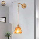 Helnys Amber Glass Wall Lamp Switch Bedroom Living Room Stair Light LED