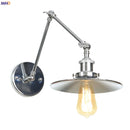 Helnys Silver Swing Arm LED Wall Light for Bedroom Stair Mirror Loft Industrial Decor