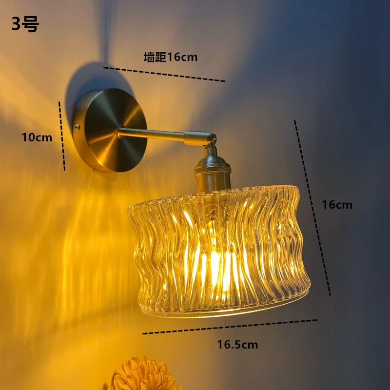 Helnys Green Glass Copper Wall Sconce Modern Nordic Luminaria Lighting