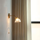 Helnys Green Glass LED Wall Lights - Pull Chain Switch, Adjustable Up And Down