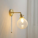 Helnys Nordic Copper Glass Ball Wall Lamp with Knob Switch for Bathroom Mirror