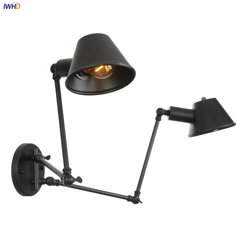 Helnys Industrial Vintage Wall Lamp 2 Heads Antique Rustic Loft Style Light