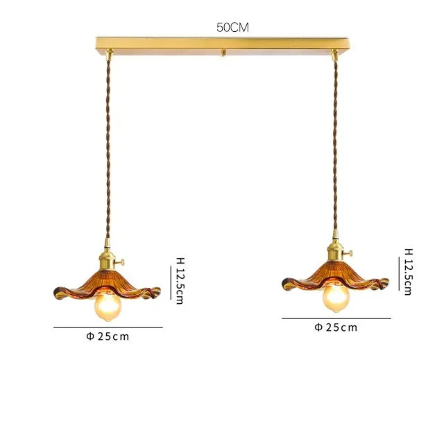 Helnys Nordic Green Glass LED Pendant Light with Copper Knob Switch