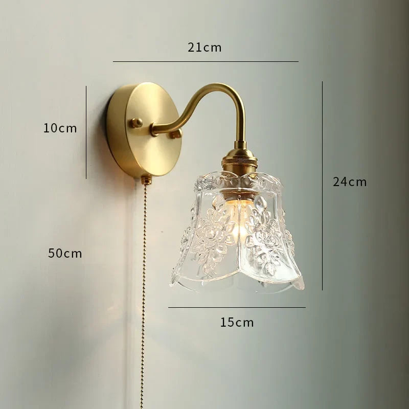 Helnys Glass LED Mirror Light Pull Chain Switch Wall Sconce_Luminaria