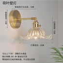 Helnys Copper Glass LED Wall Lamp Switch Japanese Nordic Style Bedroom Bathroom Mirror