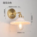 Helnys Copper Glass LED Wall Lamp Switch Japanese Nordic Style Bedroom Bathroom Mirror
