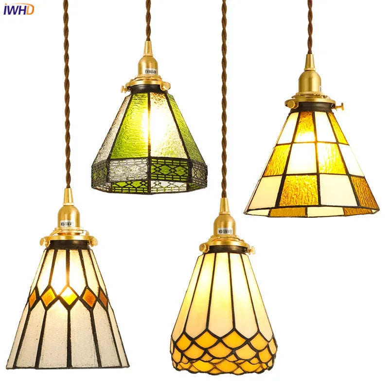 Helnys Nordic Glass Copper Pendant Lamp for Bedroom Living Room Decor