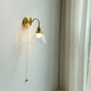 Helnys LED Wall Lamp Pull Chain Switch Glass Copper Wall Sconce