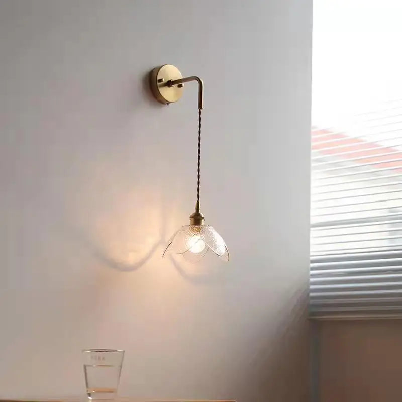Helnys Gray Glass LED Bathroom Mirror Light Copper Wall Sconce Modern Nordic Lamp