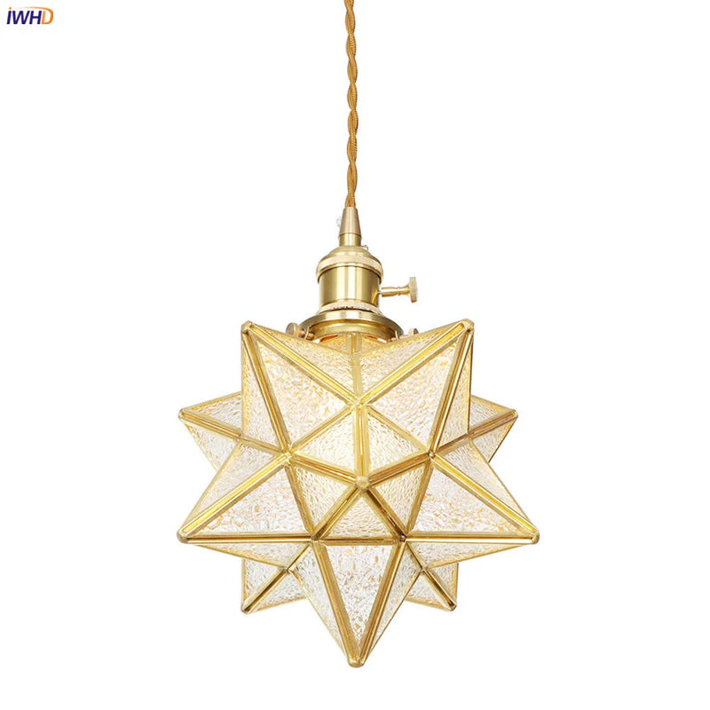 Helnys Modern Glass Copper LED Pendant Lamp for Kitchen Living Room