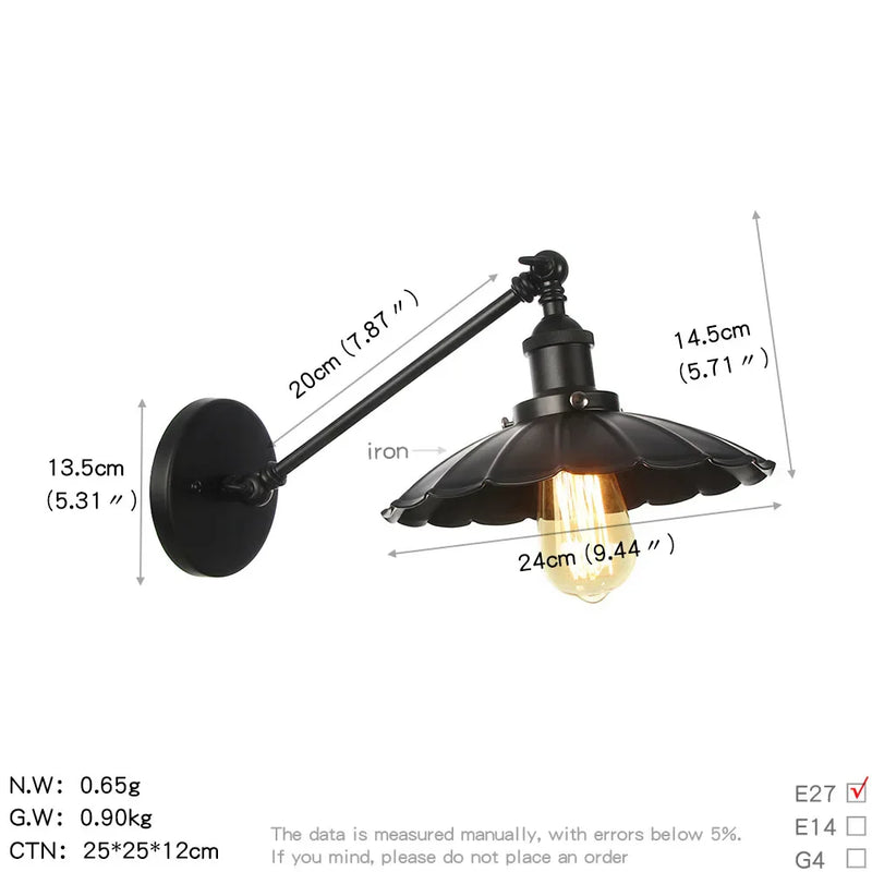 Helnys Retro Wall Light Up Down Bedroom Stair Loft Vintage Sconce LED Wall Lamp