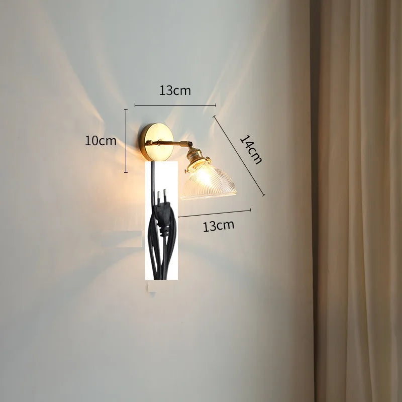 Helnys Green Glass LED Wall Lights - Pull Chain Switch, Adjustable Up And Down