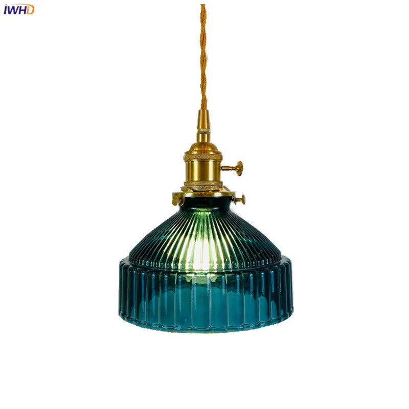 Helnys Glass Hanging Lamp with Switch - Nordic Copper Pendant Light