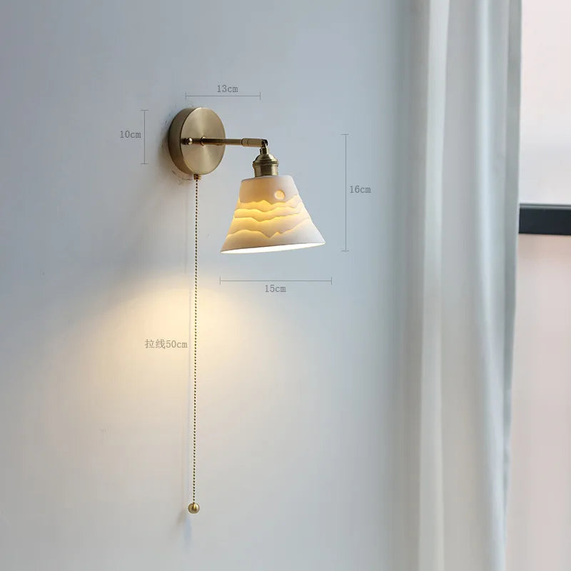Helnys Copper LED Wall Light with Pull Chain Switch