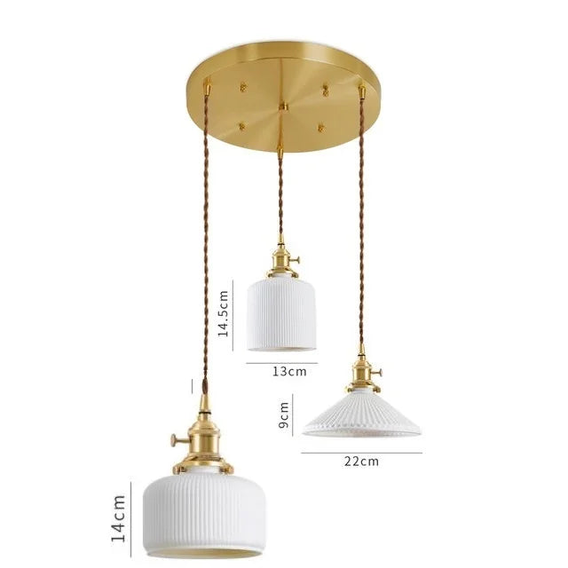 Helnys Ceramic LED Pendant Light - Modern Copper Hanging Lamp