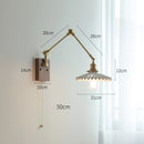 Helnys Copper Swing Arm Wall Lamp Sconce - LED Bedroom Living Room Light