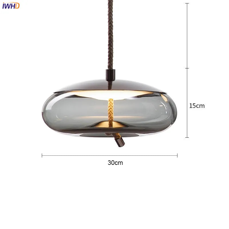 Helnys Nordic Glass LED Pendant Light Fixture Modern Dining Room Hanging Lamp