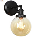 Helnys Industrial Glass Ball Wall Sconce Black Wall Light for Bathroom Mirror