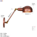 Helnys Single Swing Long Arm Wall Light Retro Loft Industrial Vintage Wall Lamp