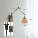 Helnys Copper Swing Arm Wall Lamp Sconce - LED Bedroom Living Room Light