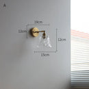 Helnys Glass LED Wall Light Switch Pure Copper Bedroom Living Room Lamp