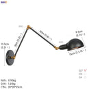 Helnys Antique Edison Wall Sconce Swing Arm Wall Light - Black, 3 Heads