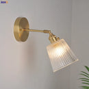 Helnys Japanese Copper Glass Wall Sconce LED Light Nordic Modern Fixture