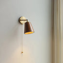 Helnys Adjustable Wooden Wall Lamp with Pull Chain for Bedroom & Bathroom