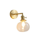 Helnys Nordic Copper Glass Ball Wall Lamp with Knob Switch for Bathroom Mirror