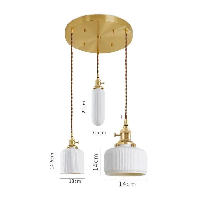 Helnys Ceramic LED Pendant Light - Modern Copper Hanging Lamp