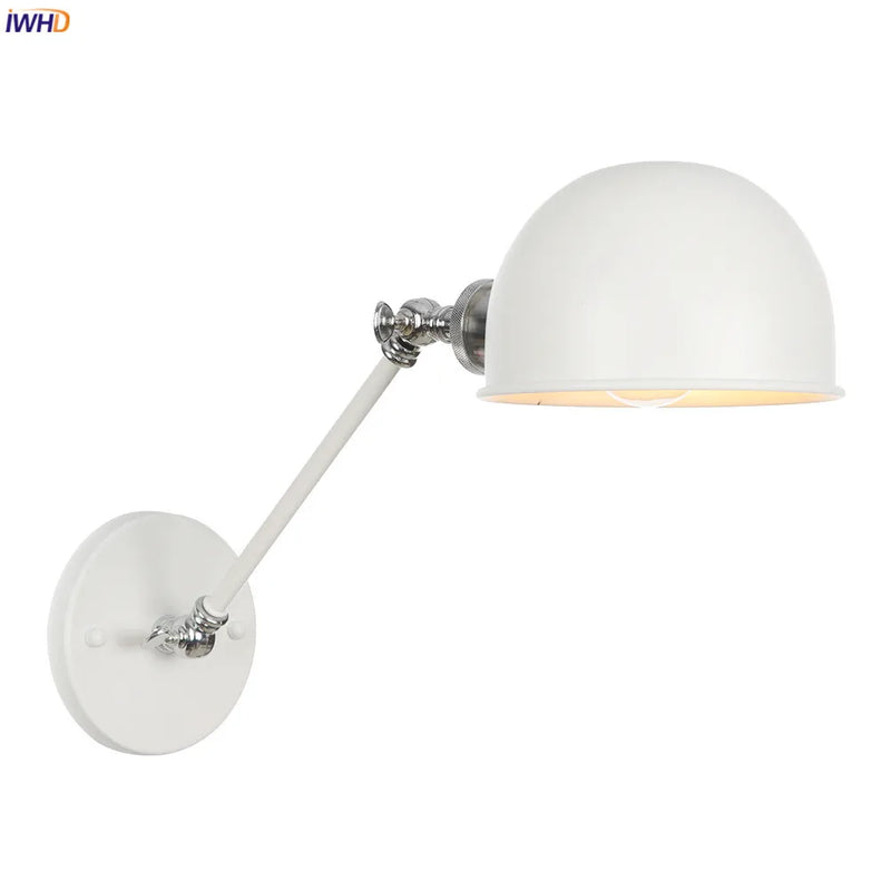 Helnys Industrial Retro Swing Arm Wall Sconce White Home Lighting