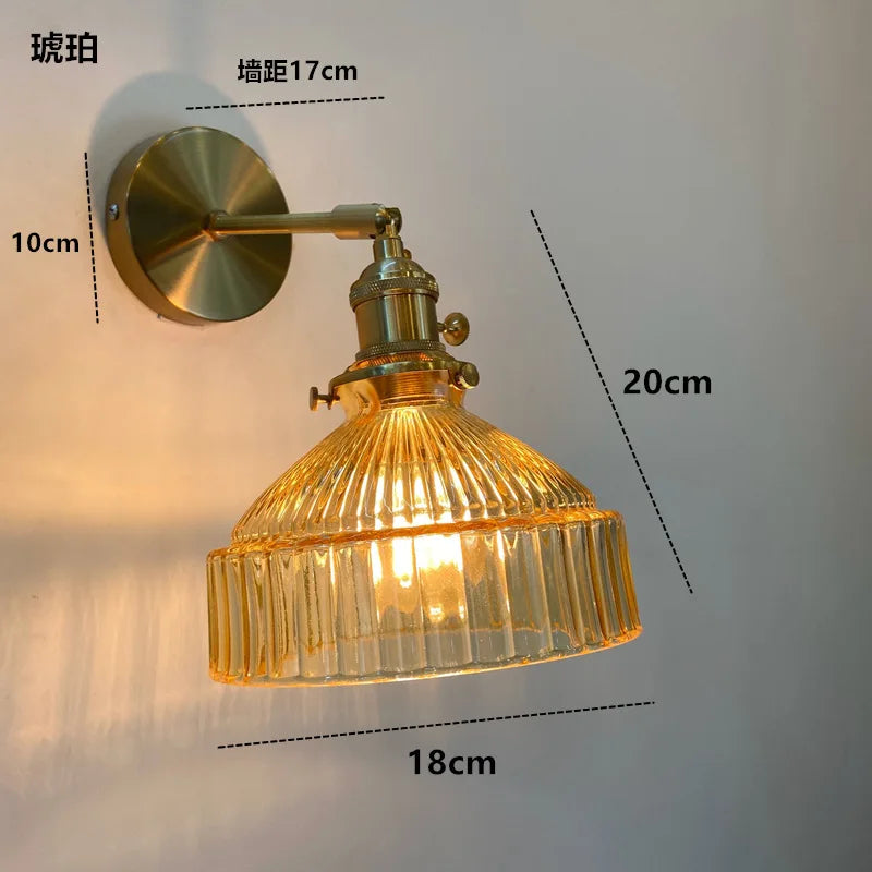 Helnys Amber Glass LED Wall Sconce Modern Nordic Wall Light Fixtures